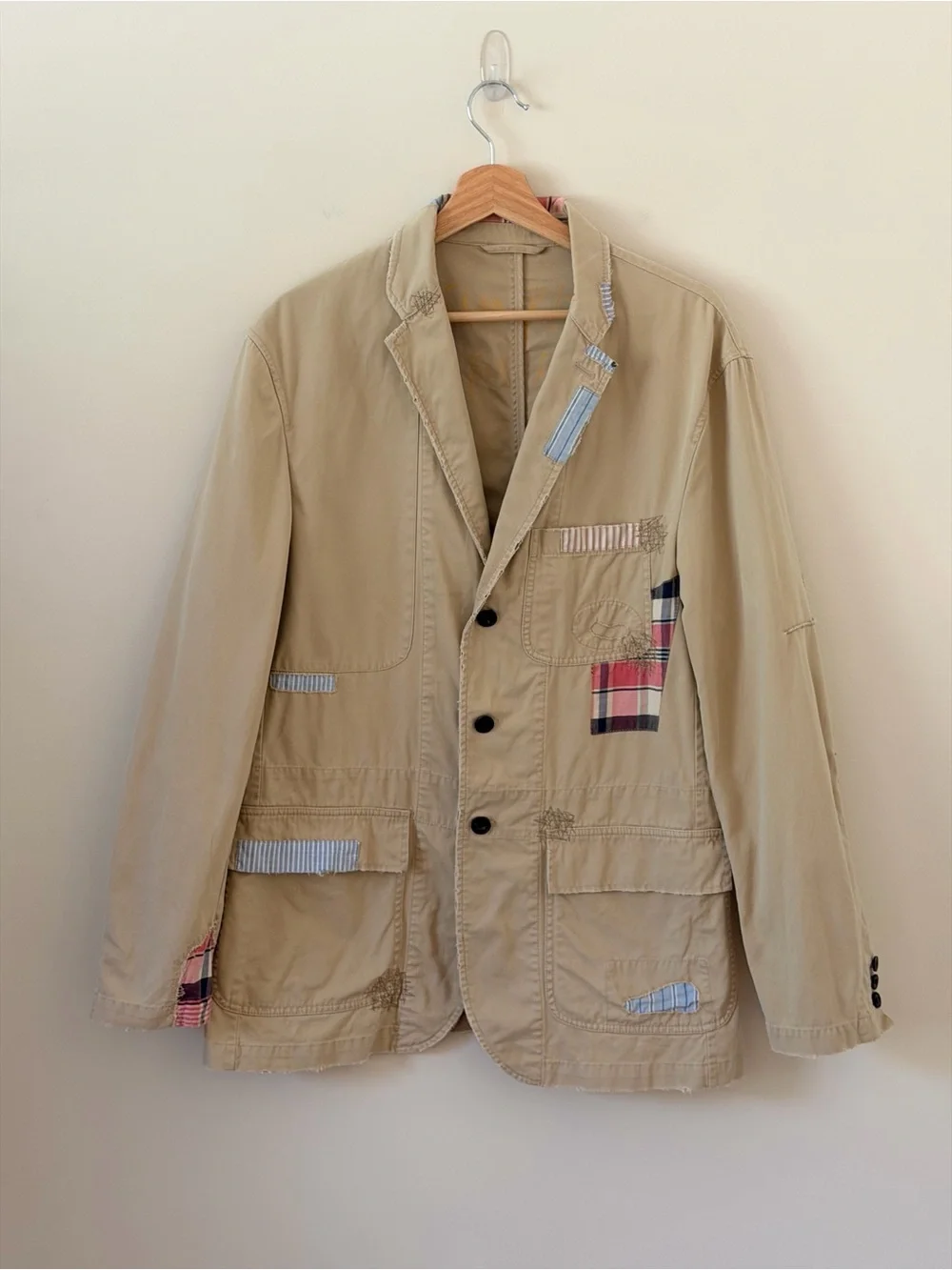 Rare Vintage Polo Ralph Lauren SAMPLE Patchwork Blazer Mens L 1990s Americana